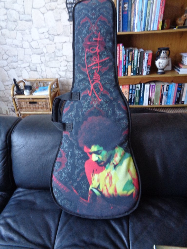 Jimi Hendrix gitaar tas, gigbag , voor Fender stratocaster, Ophalen of Verzenden, Zo goed als nieuw, Elektrische gitaar