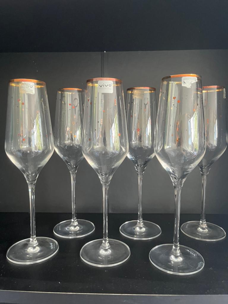 6 x champagne glas, Verzenden, Gebruikt, Overige typen