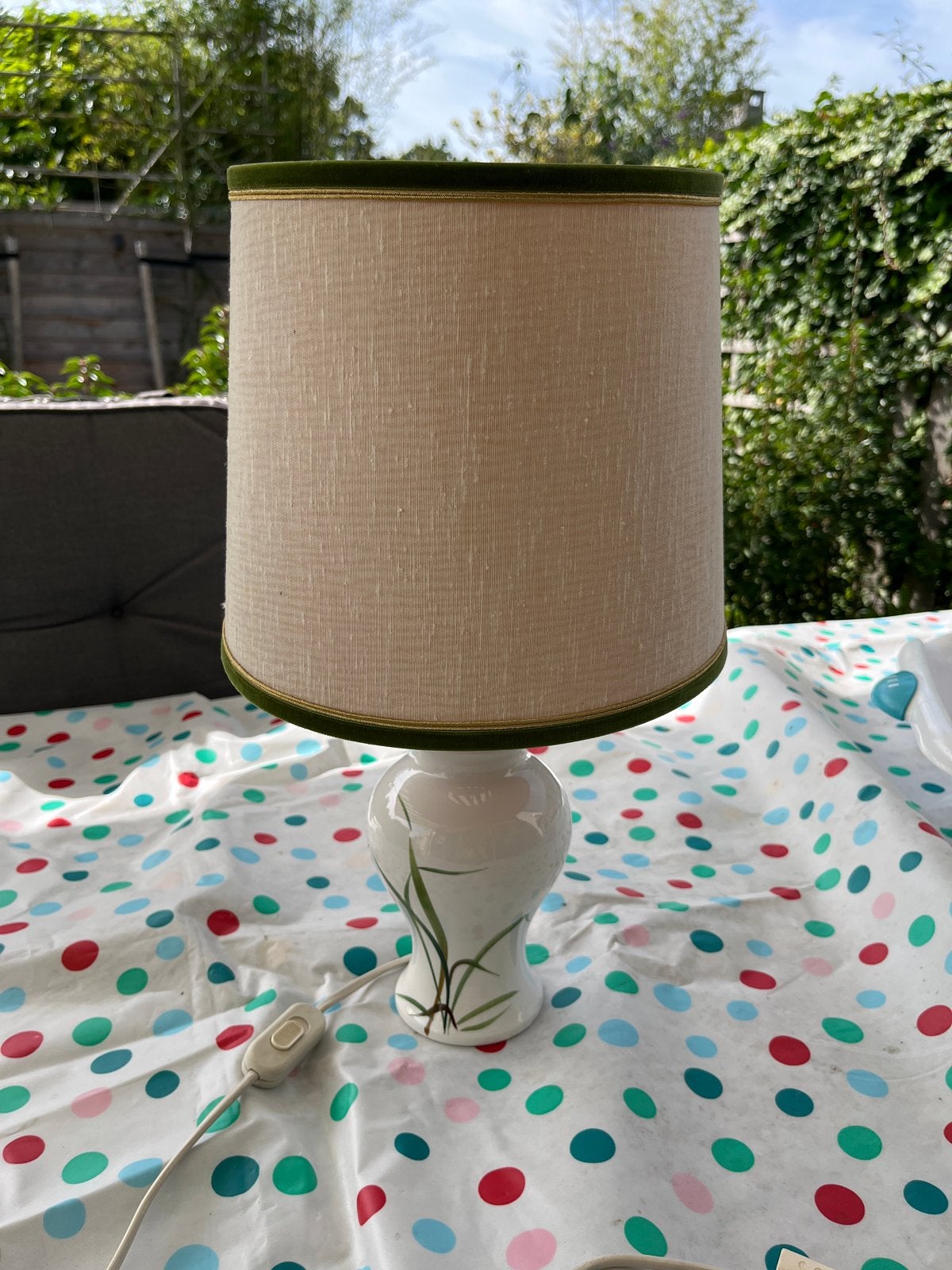 Vintage tafellamp met bloemmotief, Ophalen
