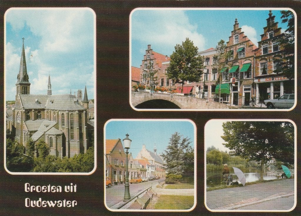 OUDEWATER Kerk Straat Gevels Vijver Groeten, Verzenden, 1980 tot heden, Gelopen, Utrecht