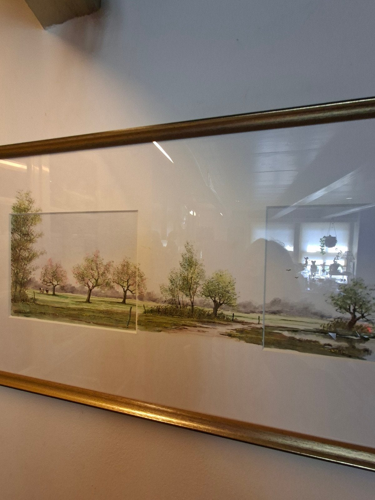 Daniël van Oppen Schilderij, weiland , koeien , kersenbomen, Ophalen
