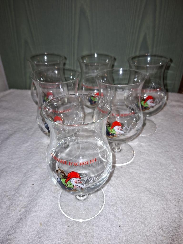 6 kristallen glazen D'Achouffe, nieuwstaat, Ophalen of Verzenden, Zo goed als nieuw, Glas of Glazen, Overige merken
