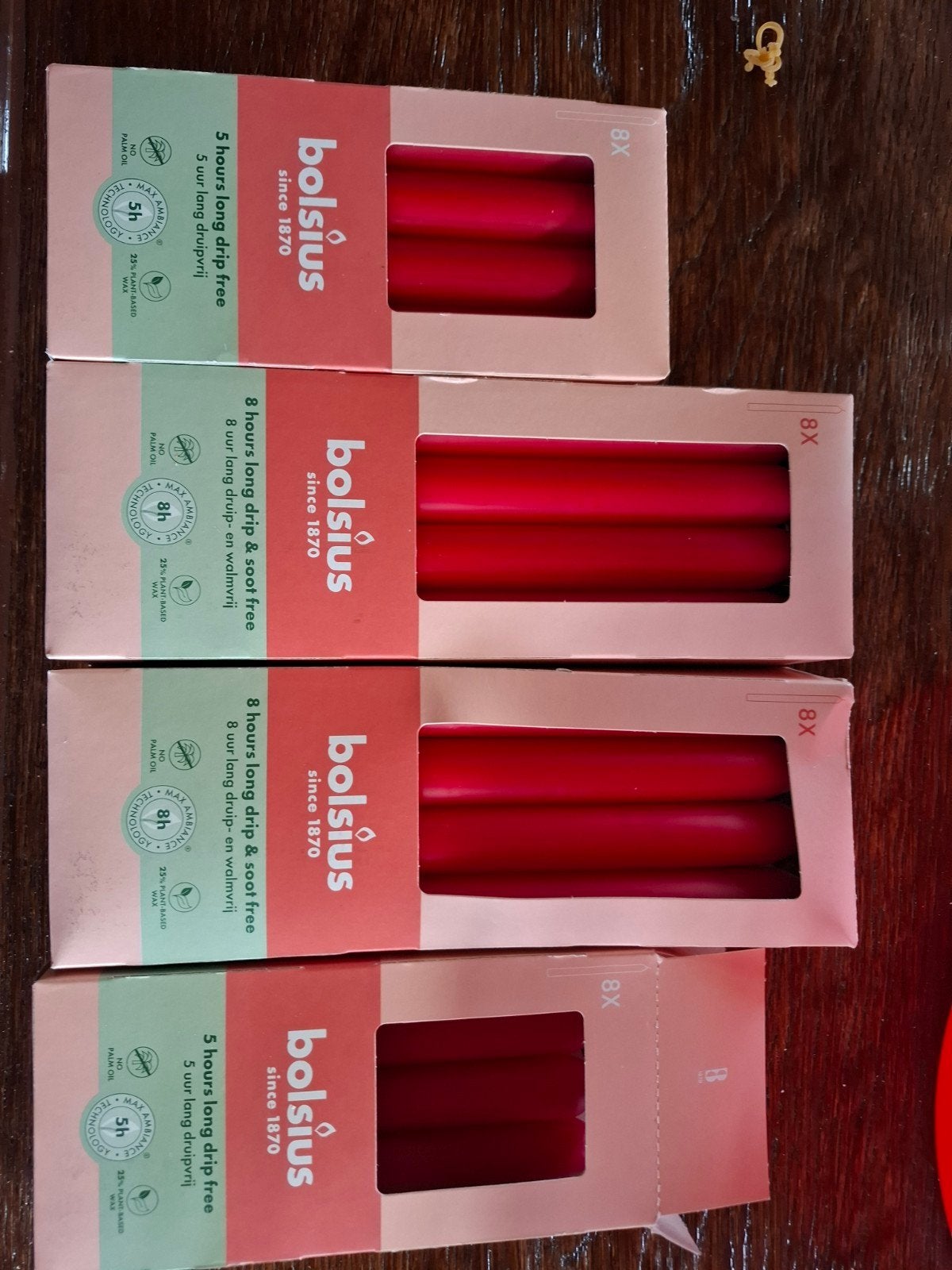 Bolsuis kaarsen, Huis en Inrichting, Woonaccessoires | Kandelaars en Kaarsen, Ophalen of Verzenden, Rood, Overige materialen