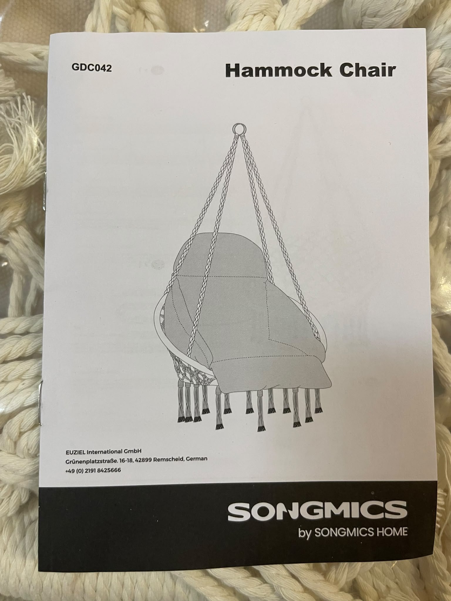 SONGMICS Hangstoel Boho Macramé – Nieuw in doos (GDC042), SONGMICS, Wit, Onbekend, Nieuw