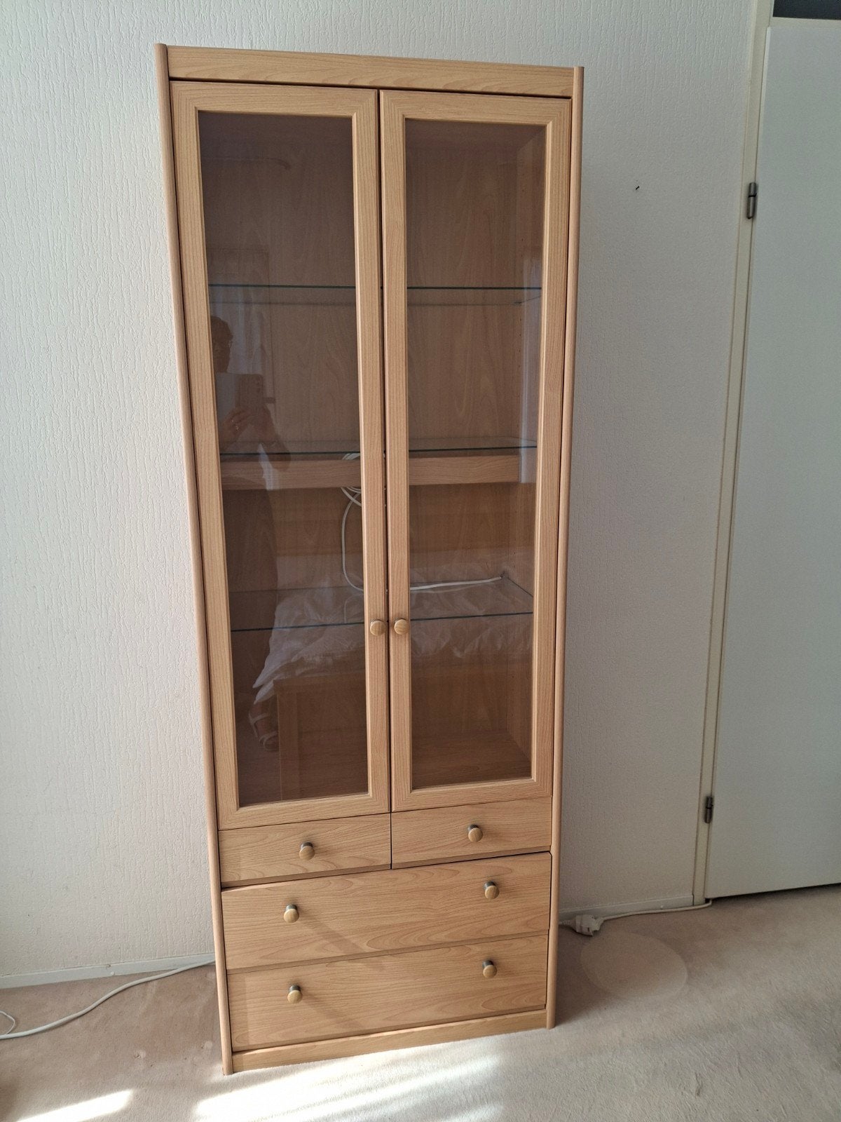 Beuken vitrinekast kast, Ophalen, Gebruikt, Met deur(en), 50 tot 100 cm