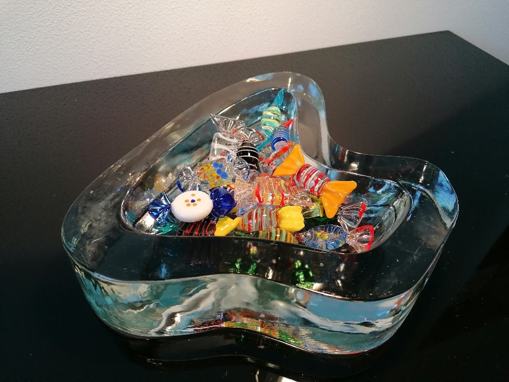 Schaal Glas Transparant Peter Bruers Design Amoeba Murano, Ophalen of Verzenden
