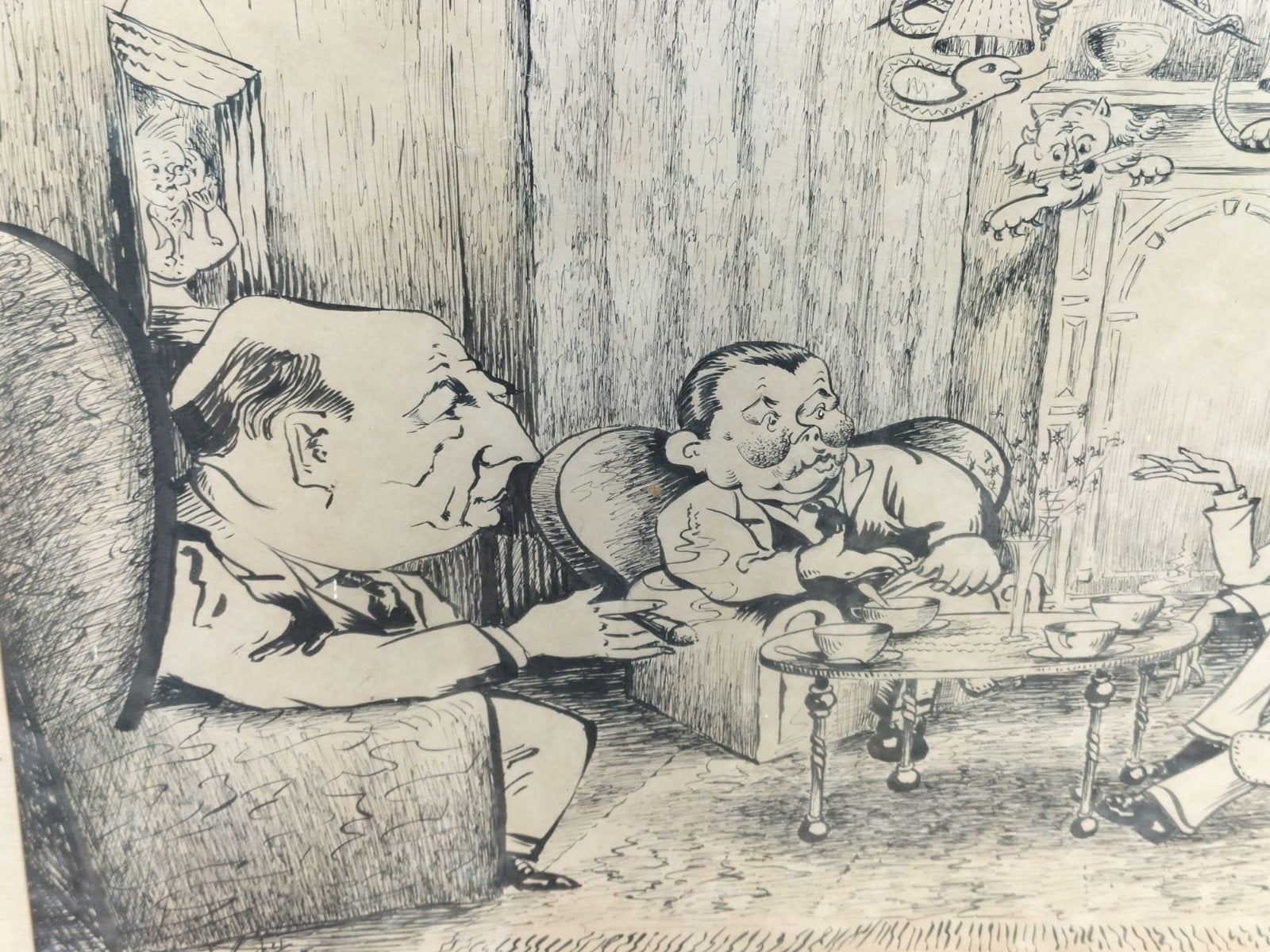 Huisartsen jaren '50 - Originele Karikatuur Tekening, Ophalen of Verzenden, Tekening, Pentekening, Gesigneerd