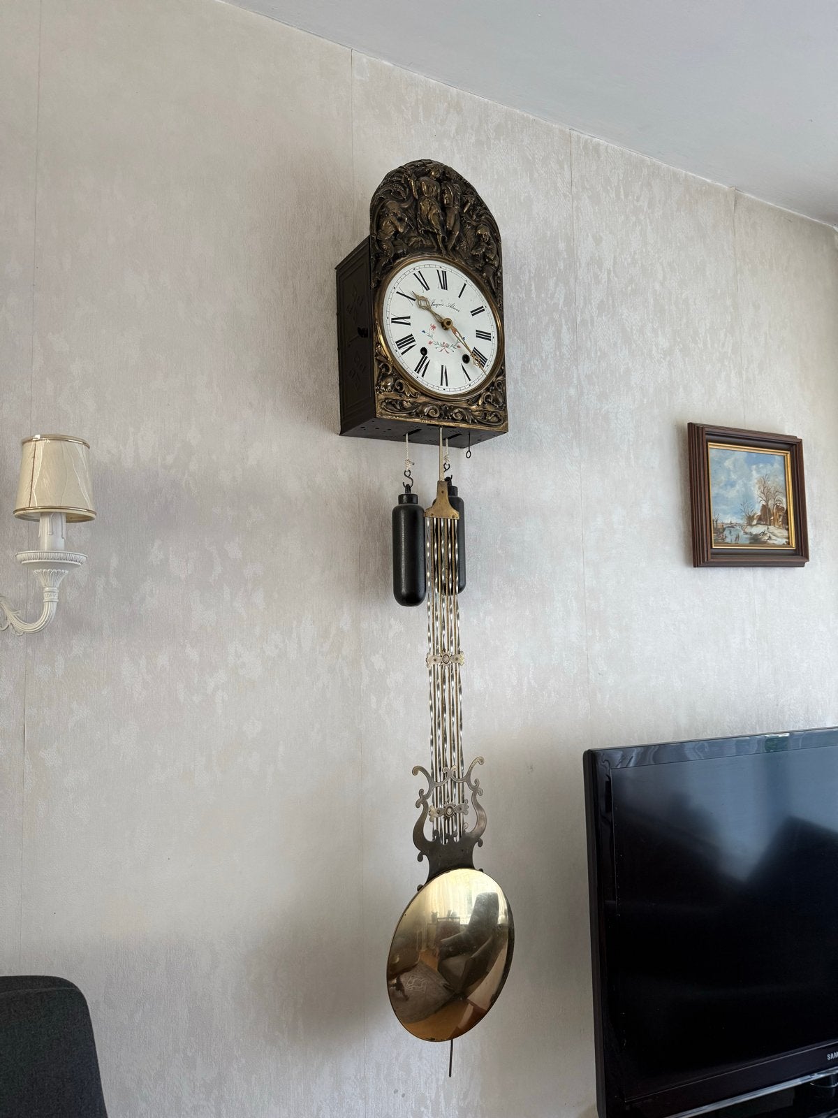 Antieke Regulateur Wandklok met Slinger, Ophalen