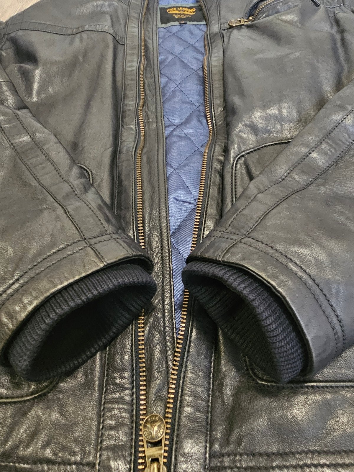 PME Legend donkerblauwe leren jas met windvangers (M) zgan, Kleding | Heren, ., Ophalen of Verzenden, Zo goed als nieuw, .