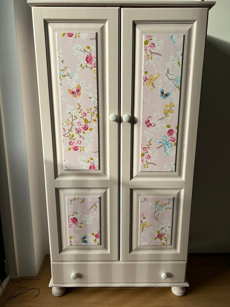 Unieke roze kledingkast voor een meisje met PIP behang, Ophalen, Gebruikt, Kast, 105 cm of meer