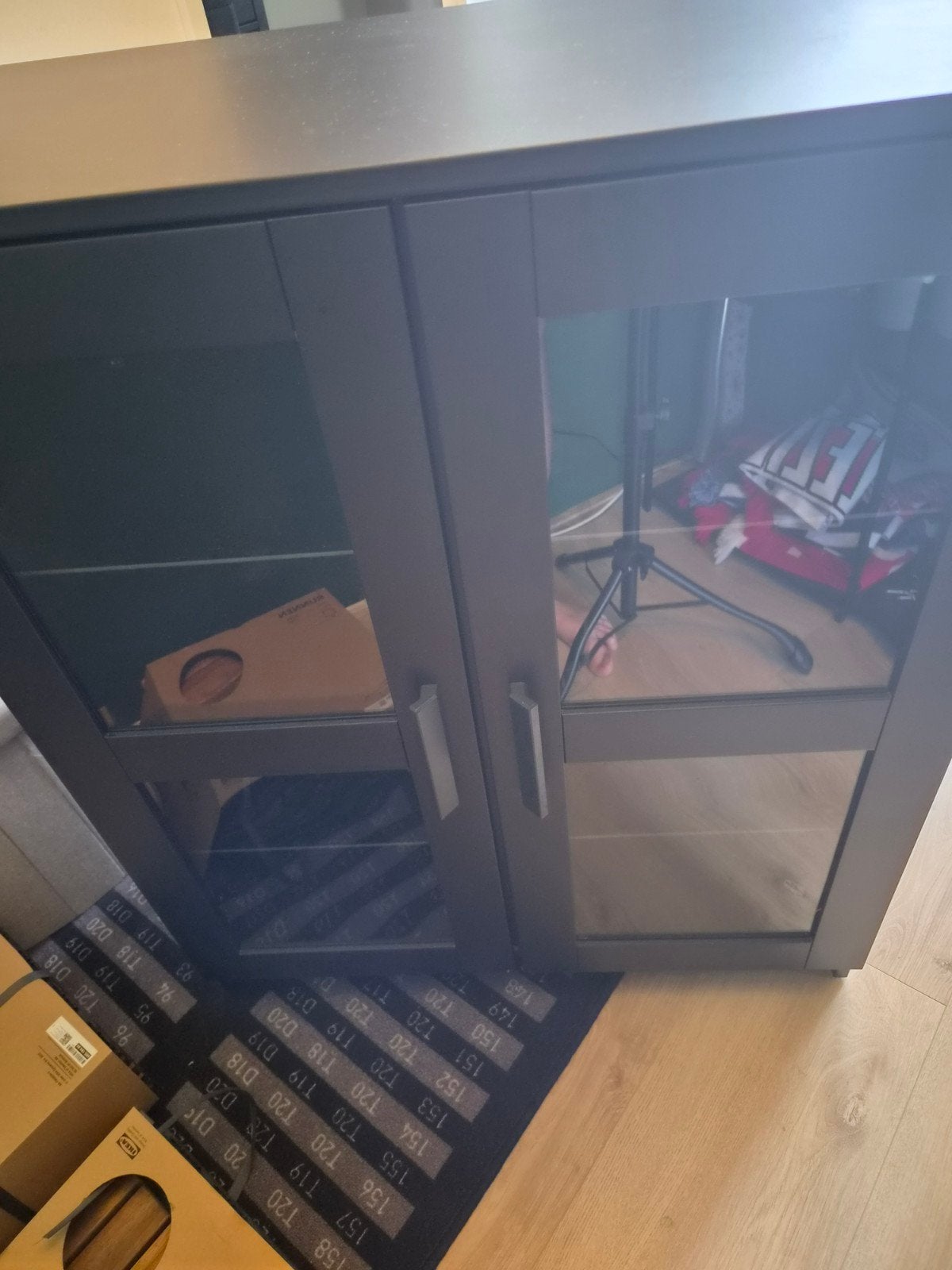 Brimnes IKEA kast met deuren glas/zwart, Ophalen, Met deur(en), Glas, 50 tot 100 cm