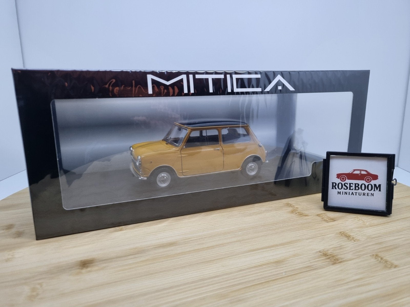 Mitica Mini Cooper 1:18 Geel met zwart dak, Overige merken, I, Nieuw, Ophalen of Verzenden
