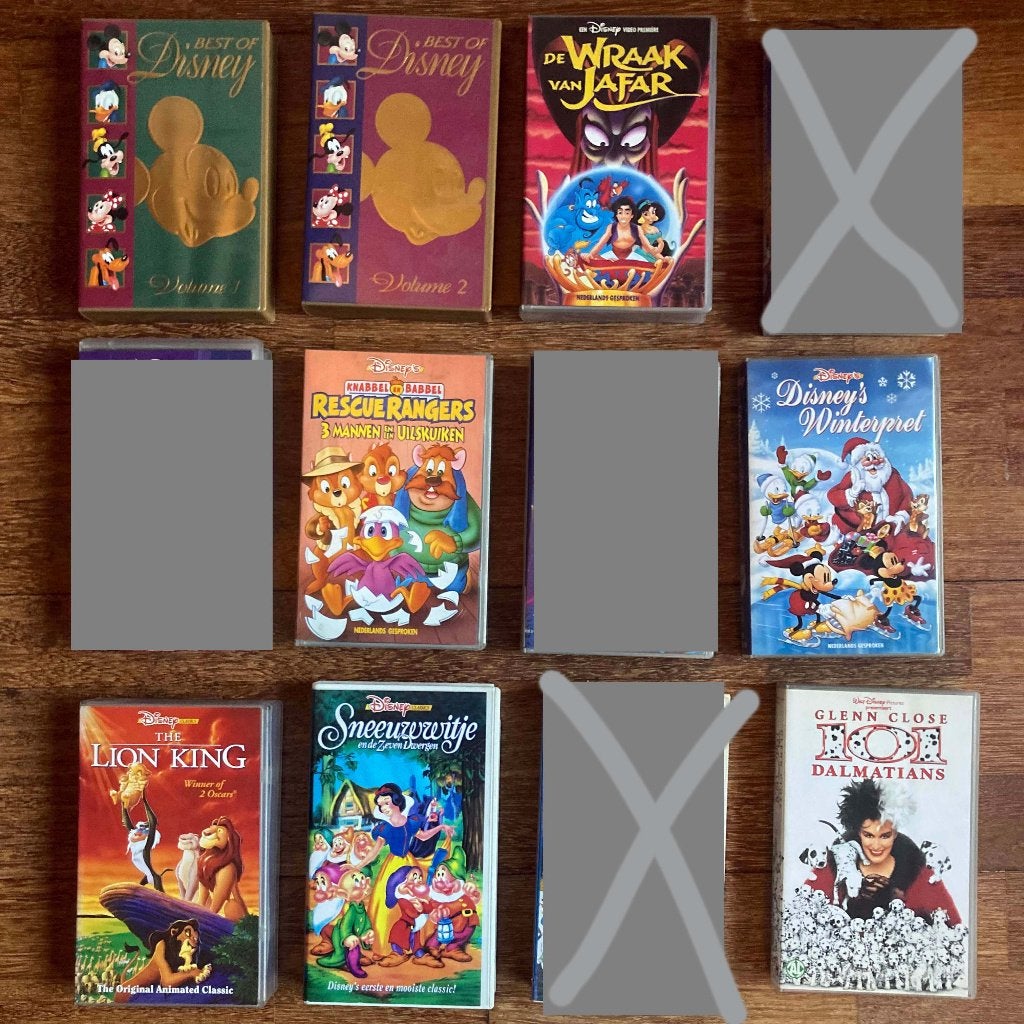 8x VHS Video banden Walt Disney € 2,- per stuk, Ophalen of Verzenden