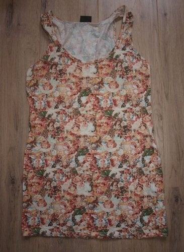 Top Pieces met Vintage Engeltjes Print (M), Kleding | Dames, Tops, Maat 38/40 (M), Overige kleuren, Ophalen of Verzenden, Zonder mouw