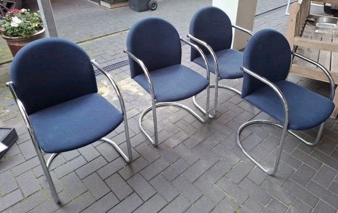 Vier stoelen van stof, Ophalen, Gebruikt, Blauw, Vier