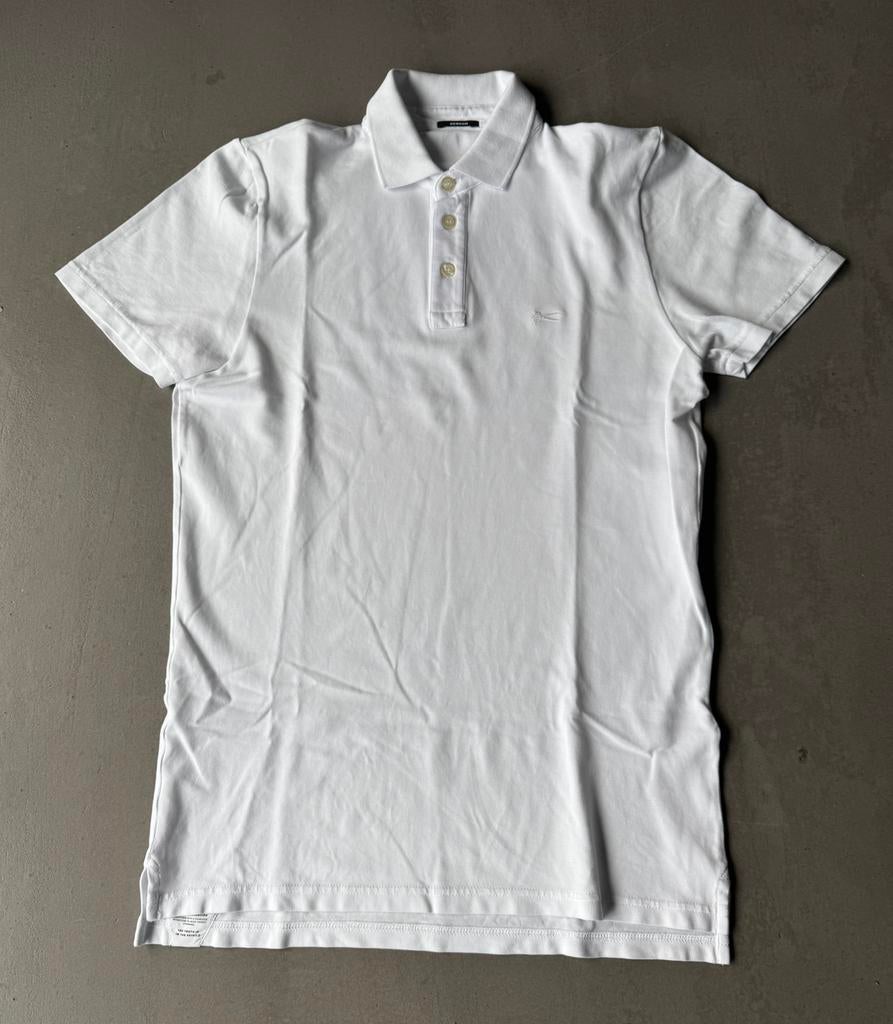 Denham wit pique poloshirt mt S 95% katoen/5% elastan nieuw, Ophalen of Verzenden, Zo goed als nieuw, Wit