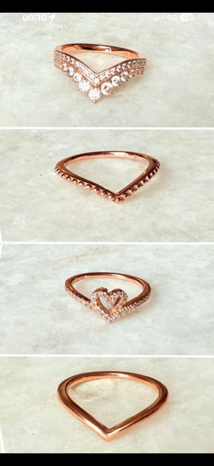 Pandora Roségouden Stapel Ringen te koop, Sieraden, Tassen en Uiterlijk, Ringen, Ophalen, Met edelsteen, Zo goed als nieuw, 17 tot 18
