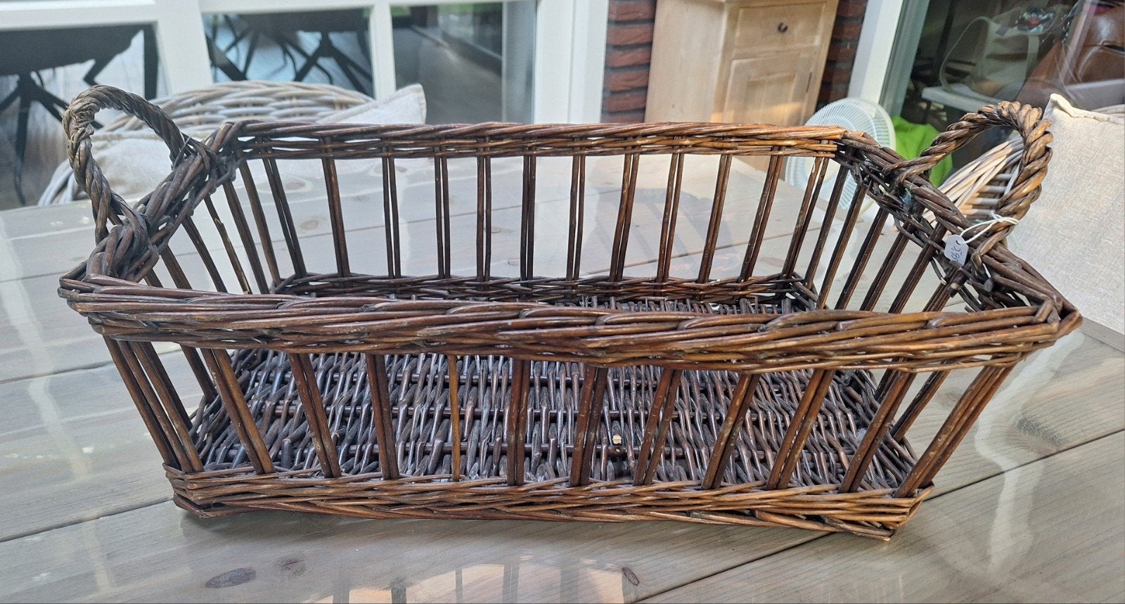 Rieten mand rechthoekig bruin, Gebruikt, Mand, Ophalen of Verzenden, Riet