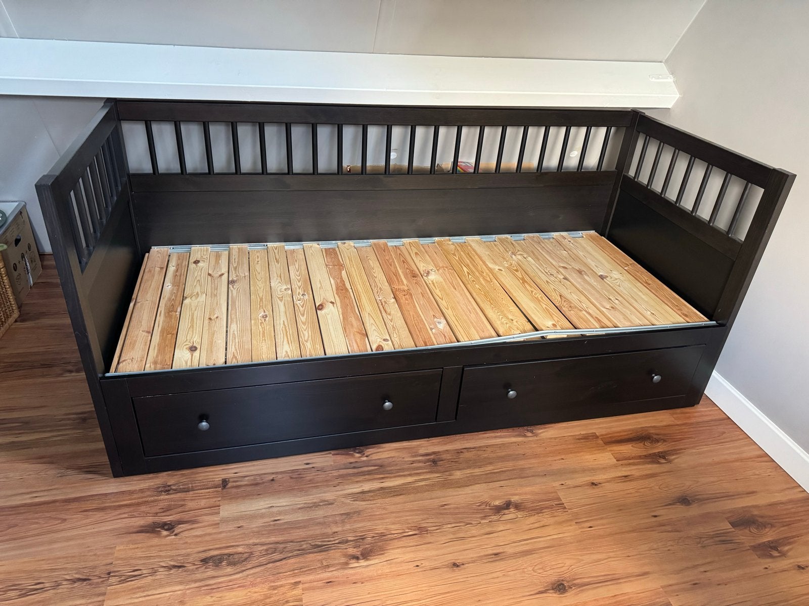 IKEA Hemnes uitschuifbare bedbank donkerbruin met lades, Ophalen, Gebruikt, Bruin, Tweepersoons