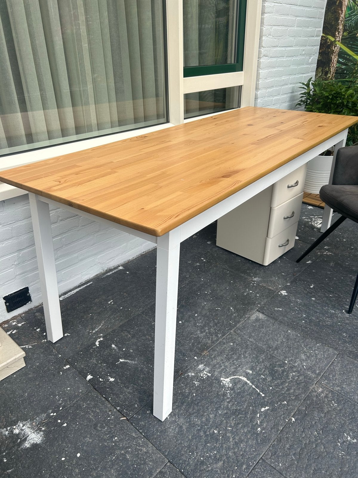 IKEA PINTORP tafel met wit onderstel, Huis en Inrichting, Tafels | Eettafels, Ophalen, Gebruikt, 50 tot 100 cm, Vijf personen of meer