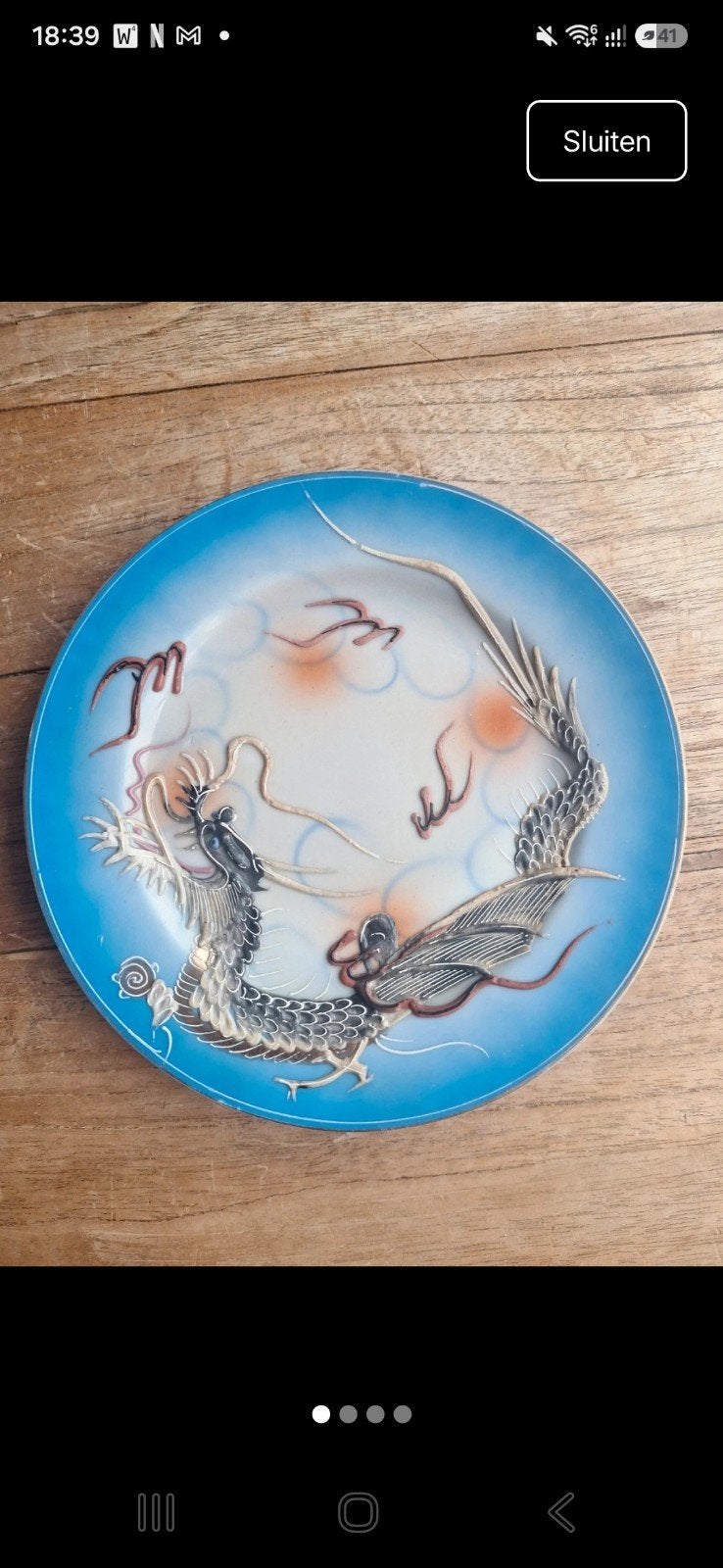 vintage Japans dragon-ware bord, Ophalen of Verzenden