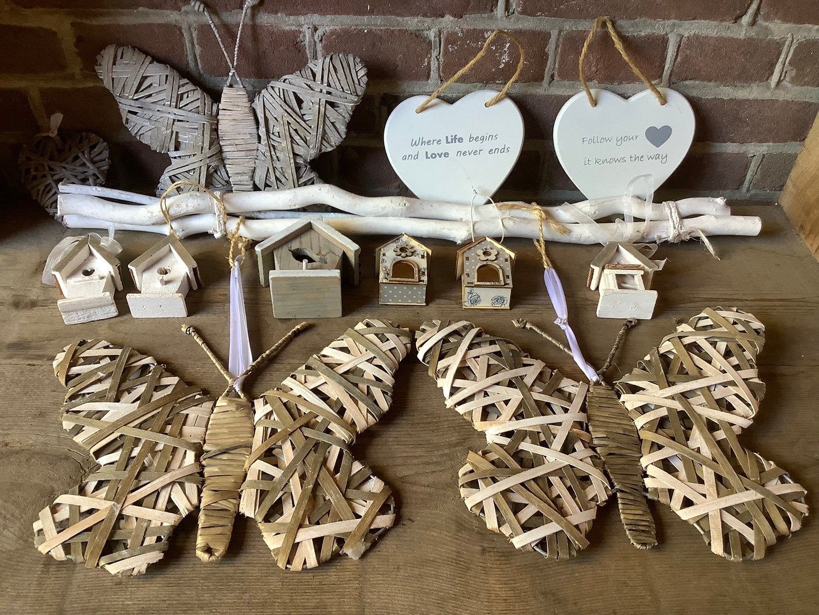 Woonaccessoires om op te hangen stok vlinders vogelhuisjes, Ophalen of Verzenden, Gebruikt