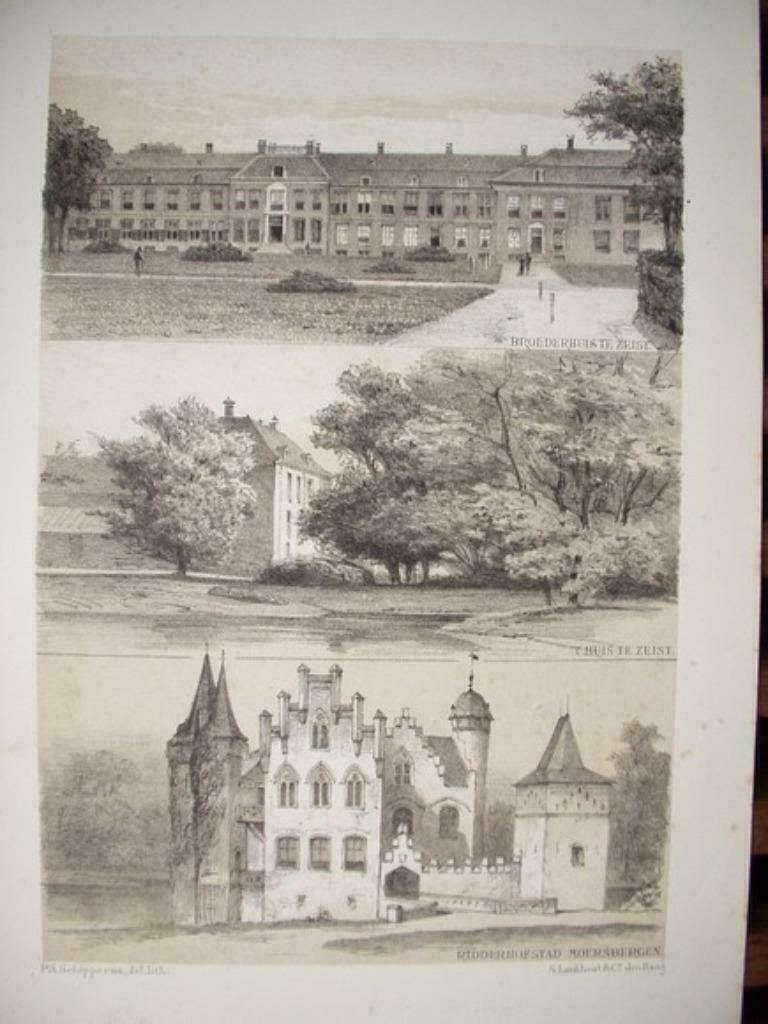 006 / Zeist Broederhuis / Moersbergen Doorn Litho 1876, Antiek en Kunst, Ophalen of Verzenden
