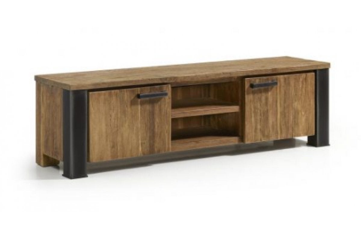 TV kast Ramses 175 cm – teak hout – stoer & robuust, Ophalen, 150 tot 200 cm, Teakhout, Zo goed als nieuw