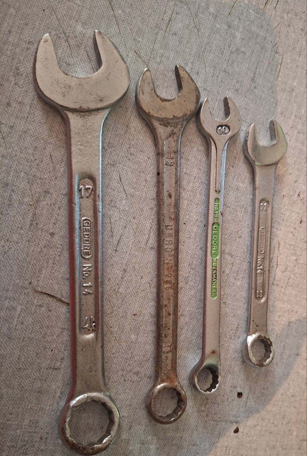 Set van 4 Gedore en USAG steeksleutels, Ophalen of Verzenden, Gebruikt, Sleutel/ratel, Gedore