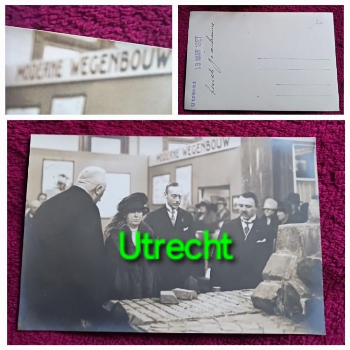 Fotokaart Utrecht 1927 moderne wegenbouw, Verzenden, 1920 tot 1940, Ongelopen, Ambachten of Beroep