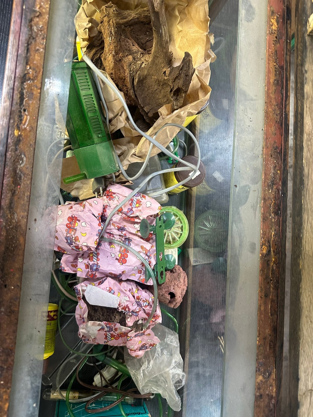 Aquarium of terrarium met eikenhouten omlijsting+afdekklep, Dieren en Toebehoren, Ophalen, Leeg aquarium