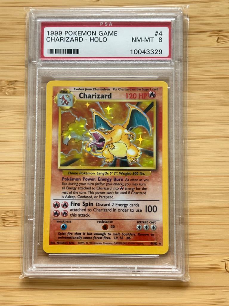 Charizard Base Set PSA 8 Holo - Pokemon Kaart, Hobby en Vrije tijd, Verzamelkaartspellen | Pokémon, Ophalen, Zo goed als nieuw