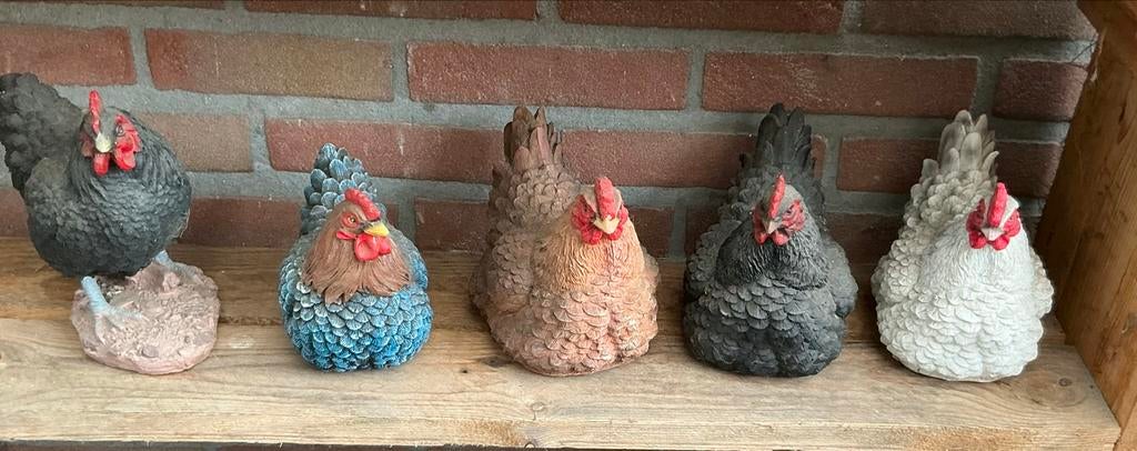 Decoratieve Kippen Beelden Set - Tuin & Huis, Tuin en Terras, Tuinbeelden, Ophalen, Gebruikt, Overige materialen, Dierenbeeld