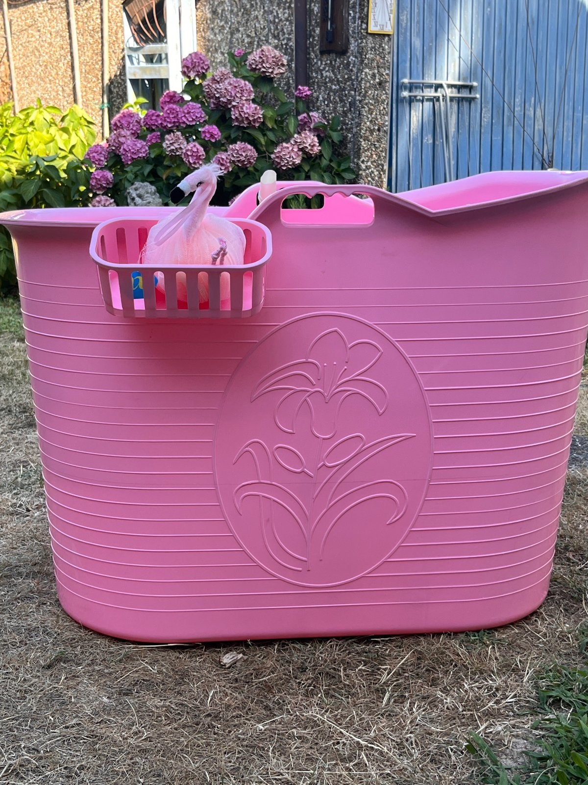 Roze badkuip met afvoer en accessoire, Ophalen, Zo goed als nieuw, Met bad