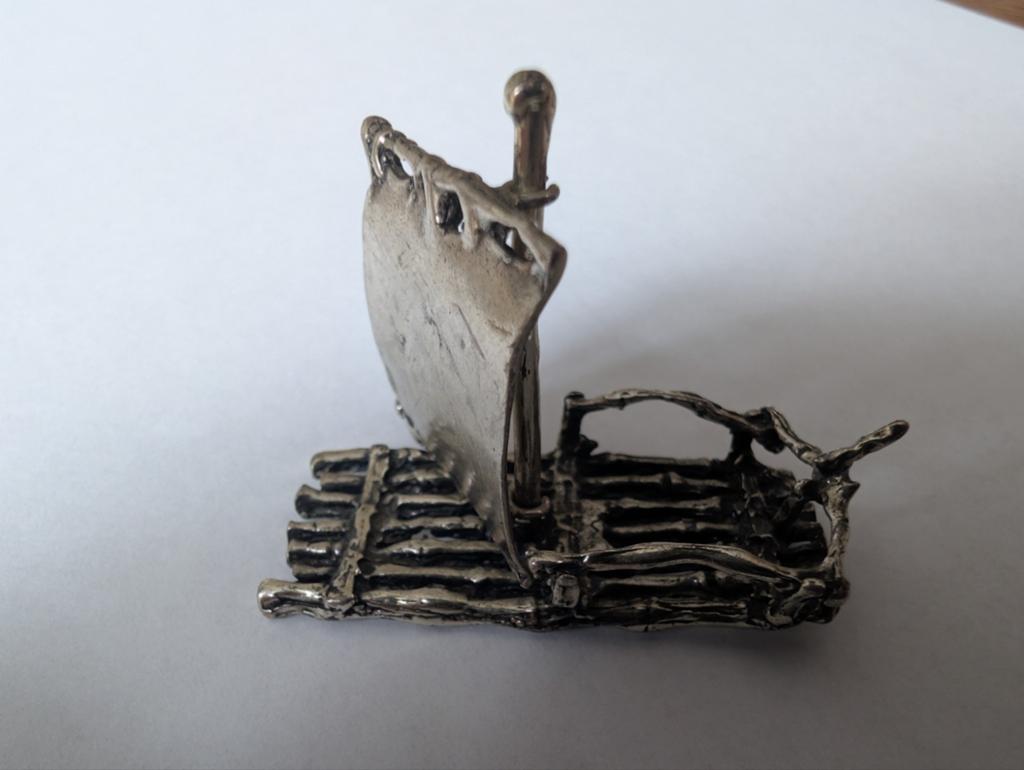 Zilveren Miniatuur Vlot (.800) - Kon-Tiki Stijl - 13 Gram, Ophalen of Verzenden, Zilver