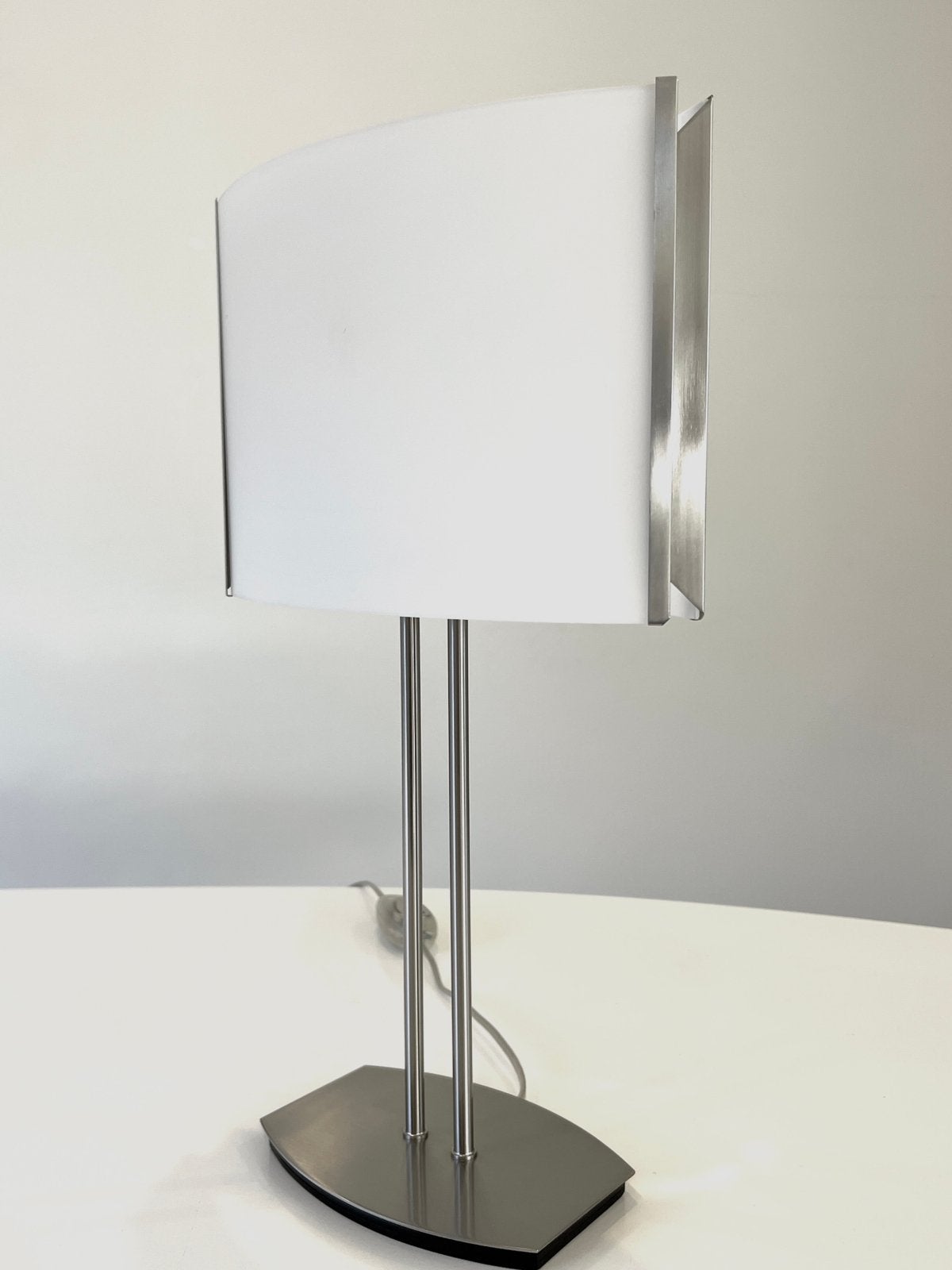 Panzeri Italia Tafellamp - Model Tecla - rvs - 50 cm, Wit, Ophalen of Verzenden, Design, Glas