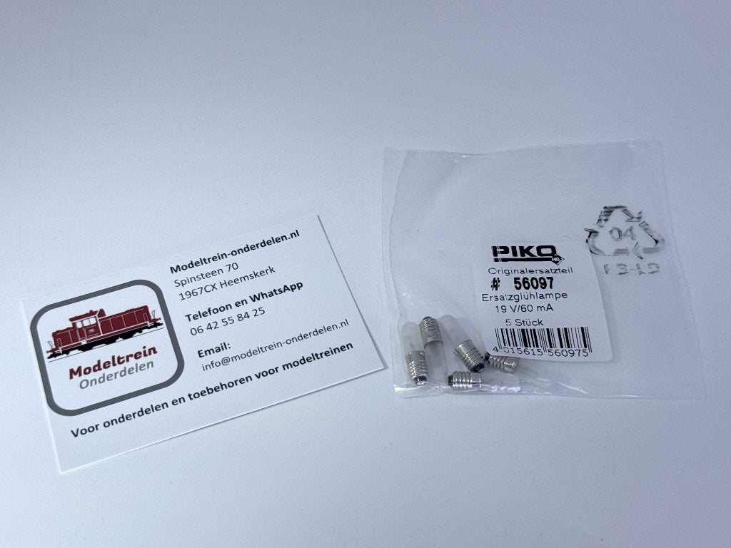 Piko 56097 - Lampe 19 V / 60 mA E 5,5 (5 stuks), Piko, Nieuw, Info@modeltrein-onderdelen.nl, Piko