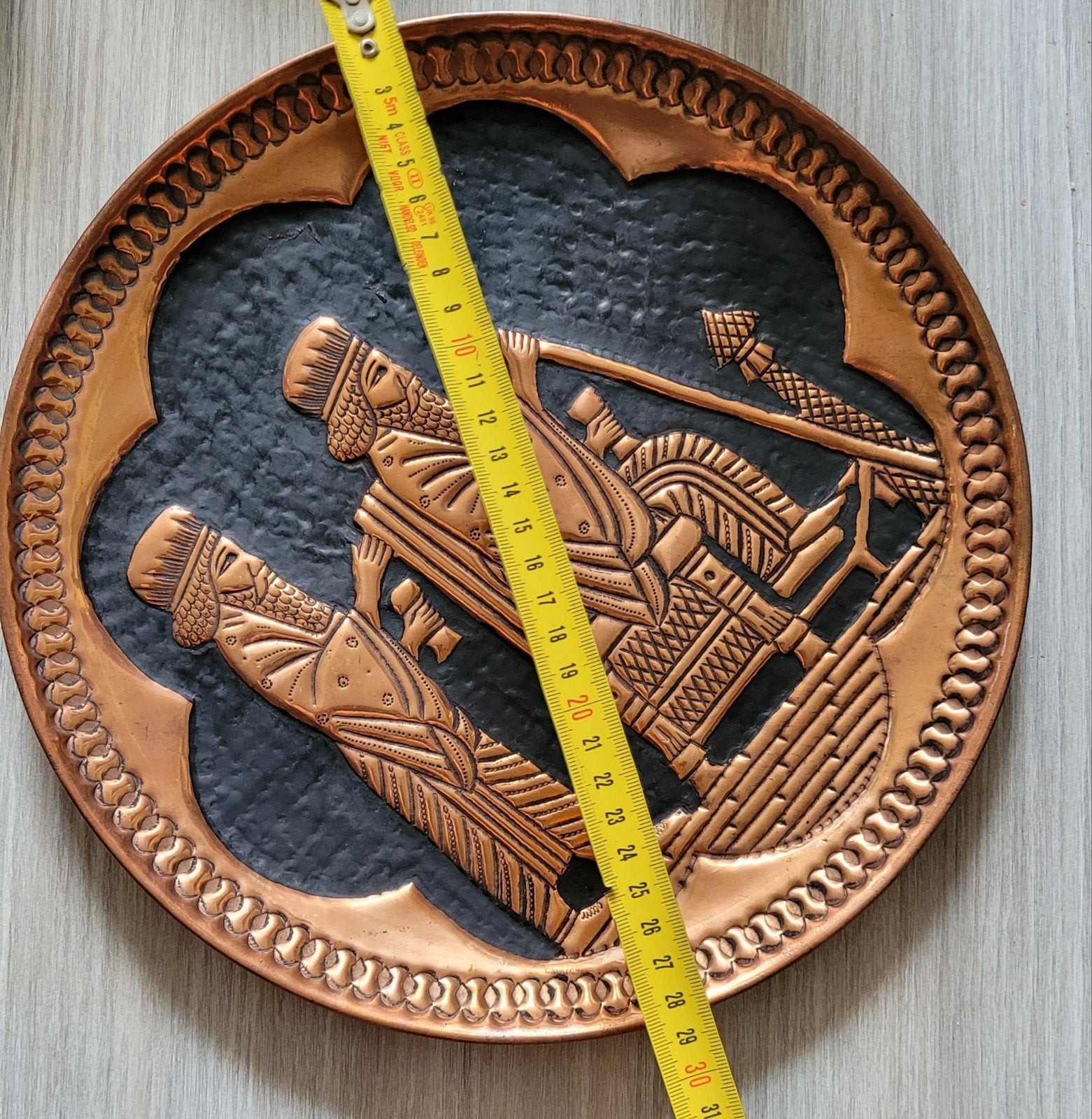 Antieke koperen wanddecoratie - Perzische kunst, Ophalen of Verzenden