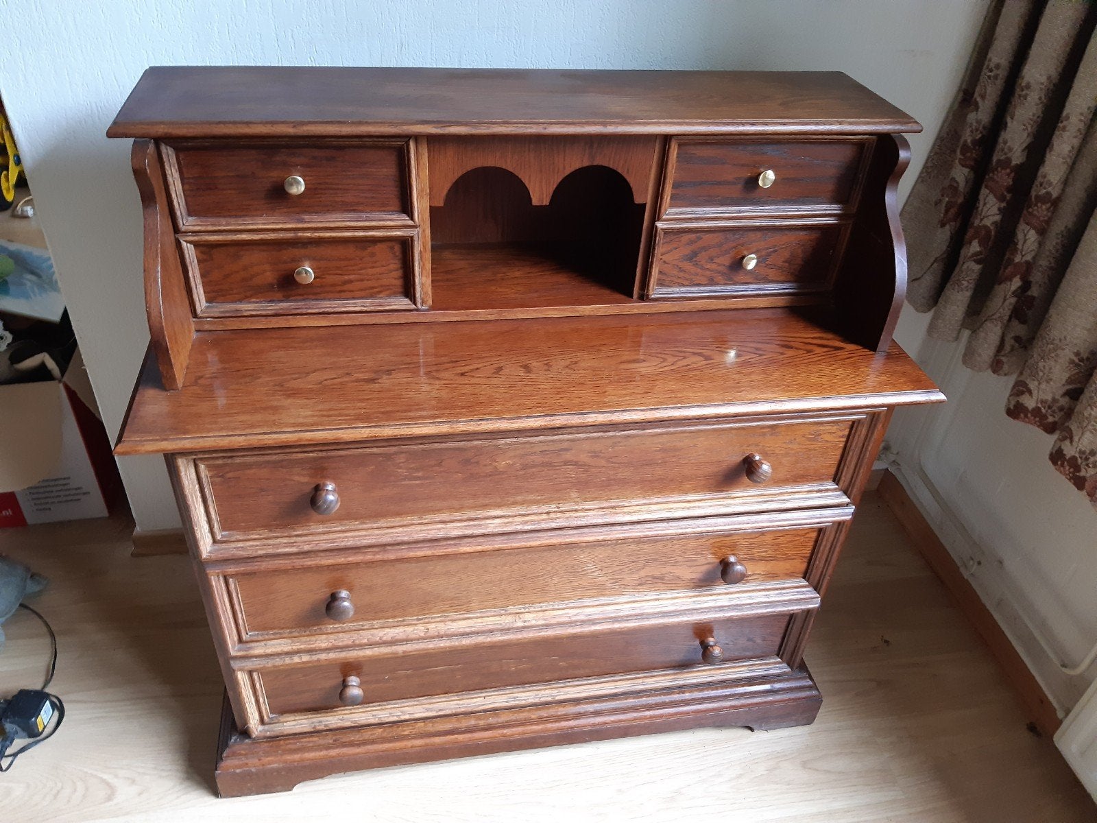 Antiek houten secretaire / bureau met lades, Huis en Inrichting, Ophalen, Gebruikt, Antiek