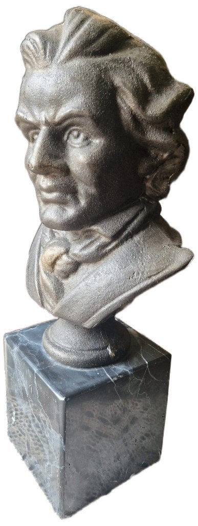 Zwaar metalen borstbeeld van Beethoven, Ophalen of Verzenden, Zo goed als nieuw, Mens