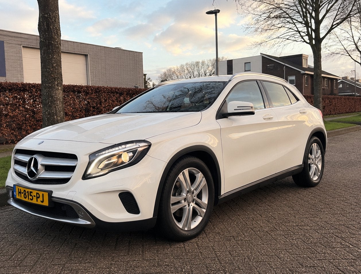 Mercedes-Benz GLA 200 Aut7, clima, Camera, wit, Zwart, 715 kg, Leder en Stof, Wit