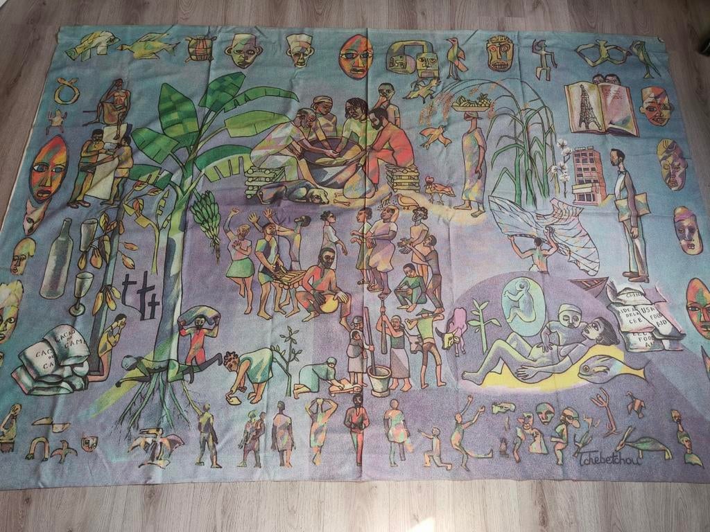 Groot hongerdoek "De levenskring" - René Tchebetschou (1988), Verzamelen, Religie, Ophalen of Verzenden, Zo goed als nieuw, Overige typen