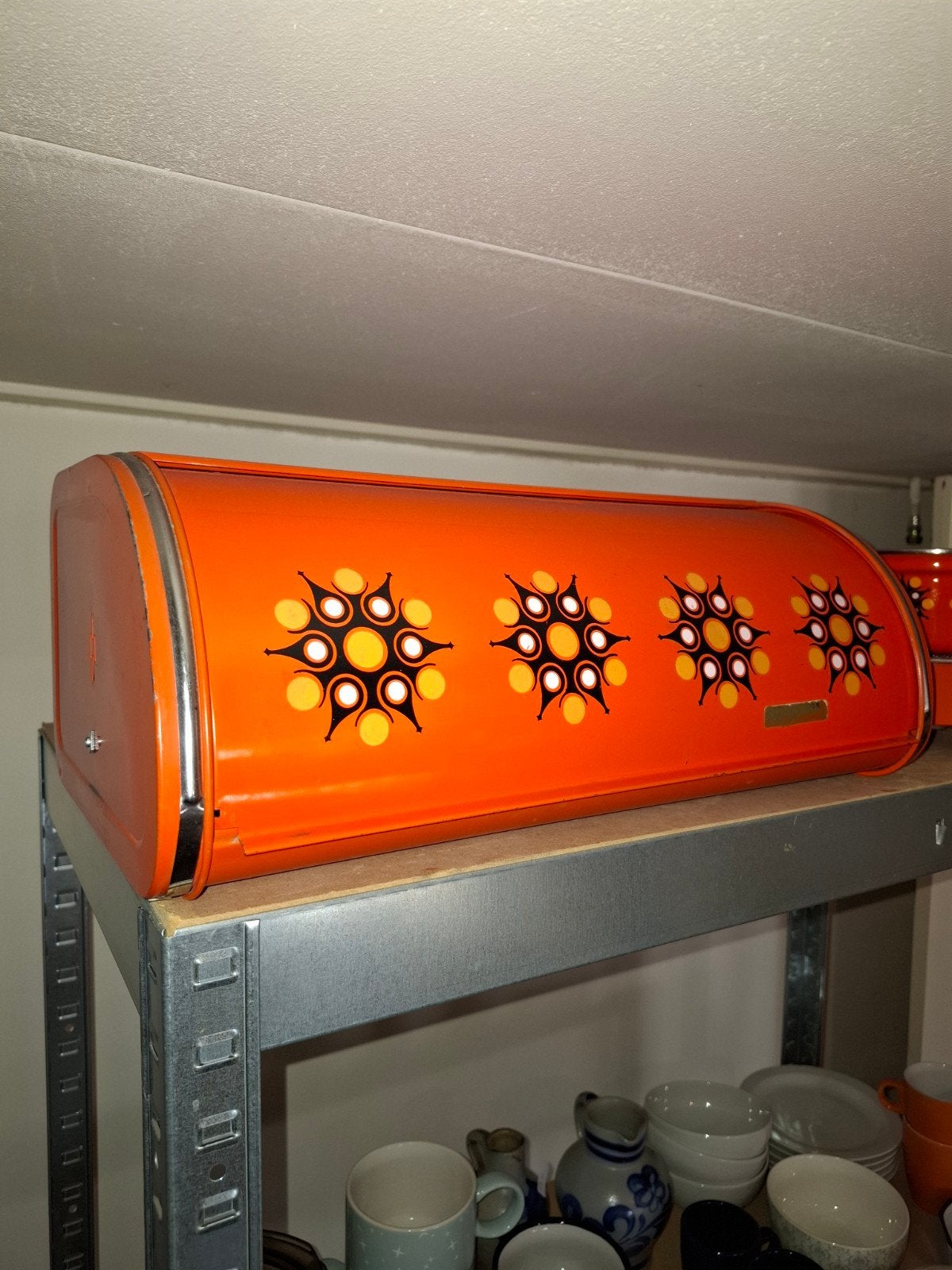 Brabantia Broodtrommel Oranje Retro Design, Gebruikt, Ophalen of Verzenden, Metaal, Broodtrommel
