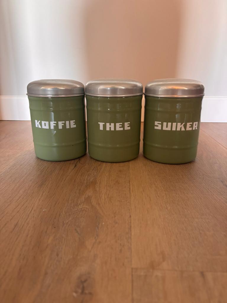 EMAILLE: Koffie Thee en Suiker bussen, Antiek en Kunst, Ophalen of Verzenden