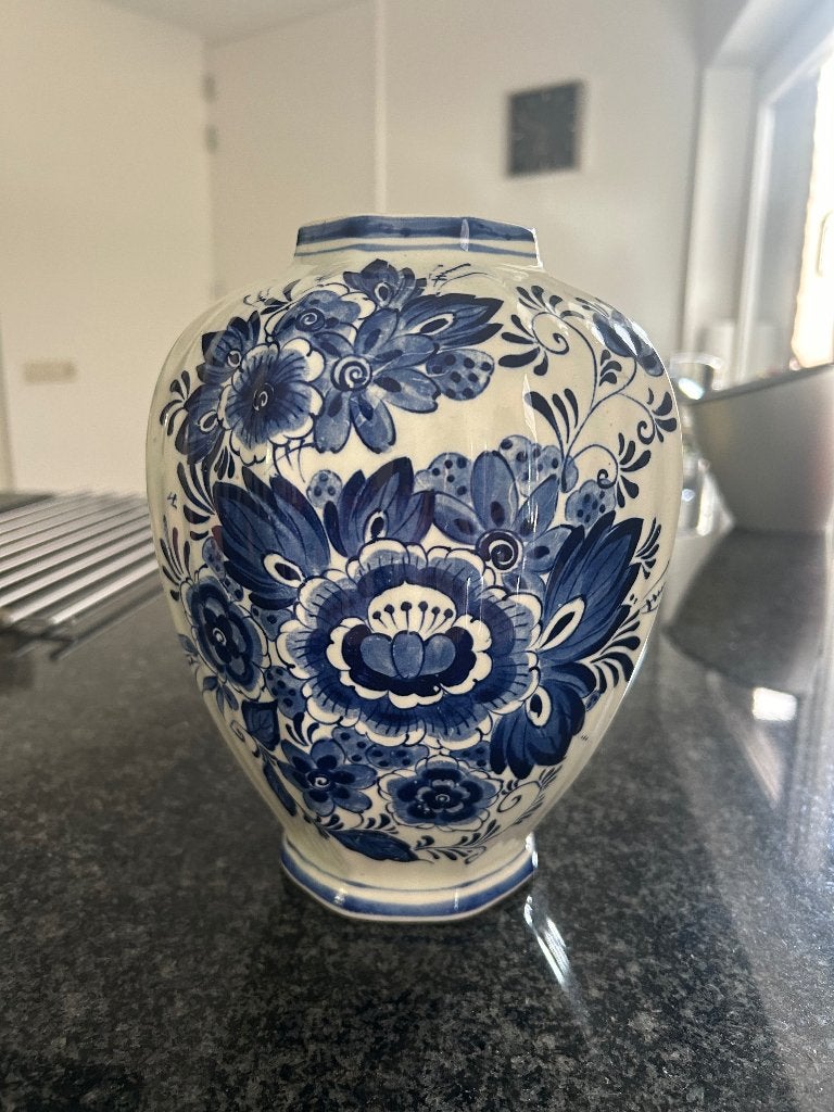 Delfs Blauw handgemaakte vaas 25cm, Ophalen