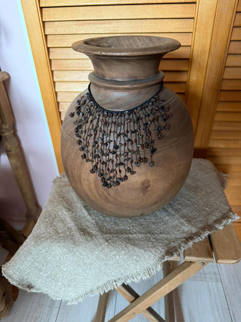 ZGAN GROTE Houten Nepalse Pot, Ophalen of Verzenden, Zo goed als nieuw, Hout