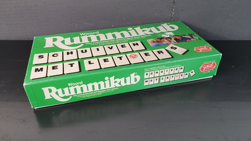 Woord Rummikub, grote stenen, vintage Goliath spel. 7A11, Tweedehands verkoop, Tweedehands verkoop, Gebruikt, Ophalen of Verzenden