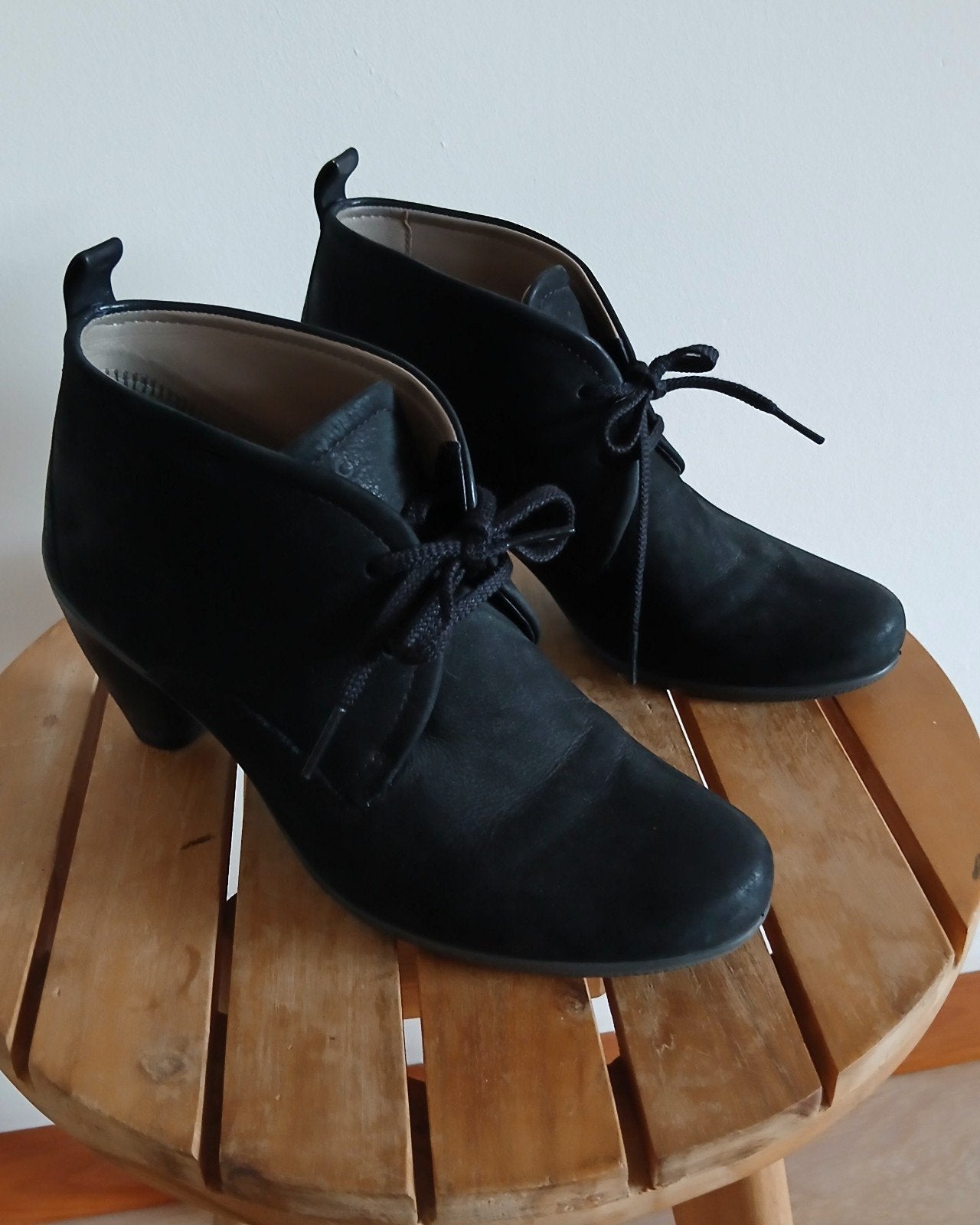 Ecco halfhoge zwarte nubuckleer schoenen z.g.a.n. mt. 37, Ophalen of Verzenden, Zo goed als nieuw, Zwart
