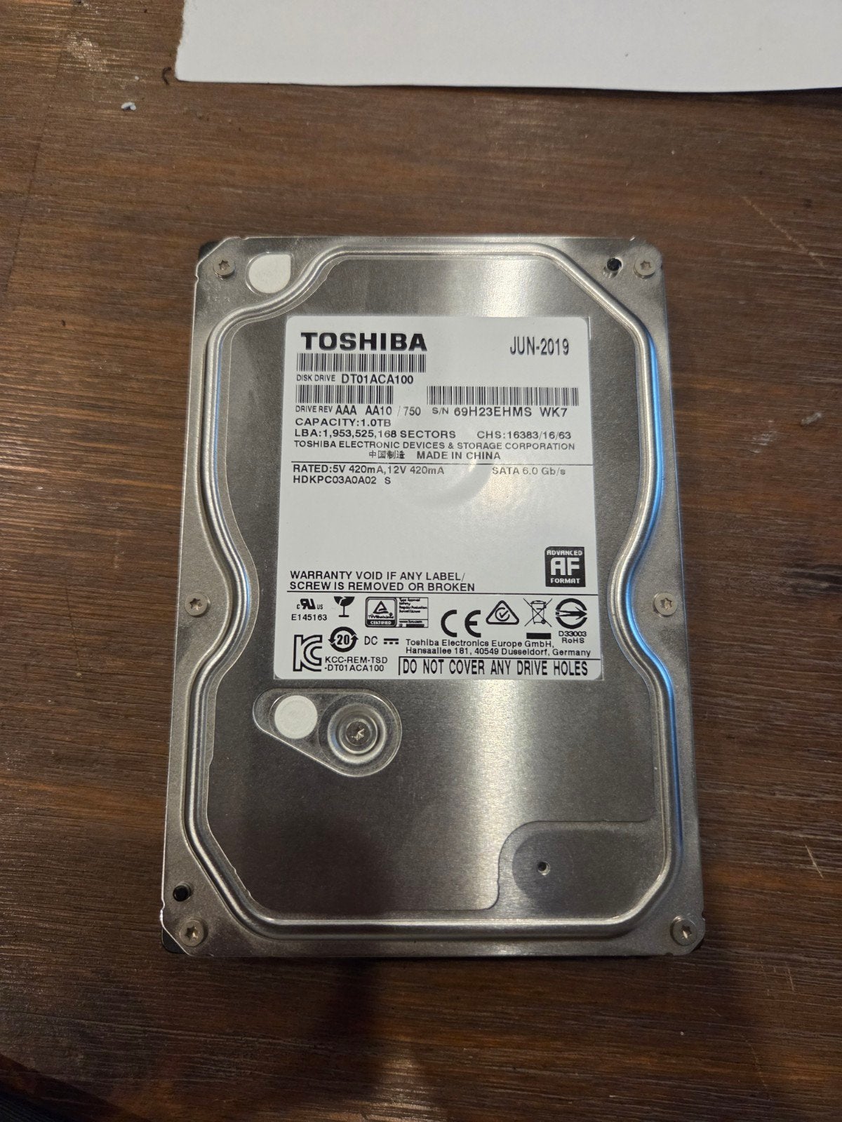 Toshiba 1TB 3.5 inch HDD - SATA 6.0 Gb/s, Computers en Software, Harde schijven, Intern, Ophalen of Verzenden, 1TB 3.5 inch, Desktop