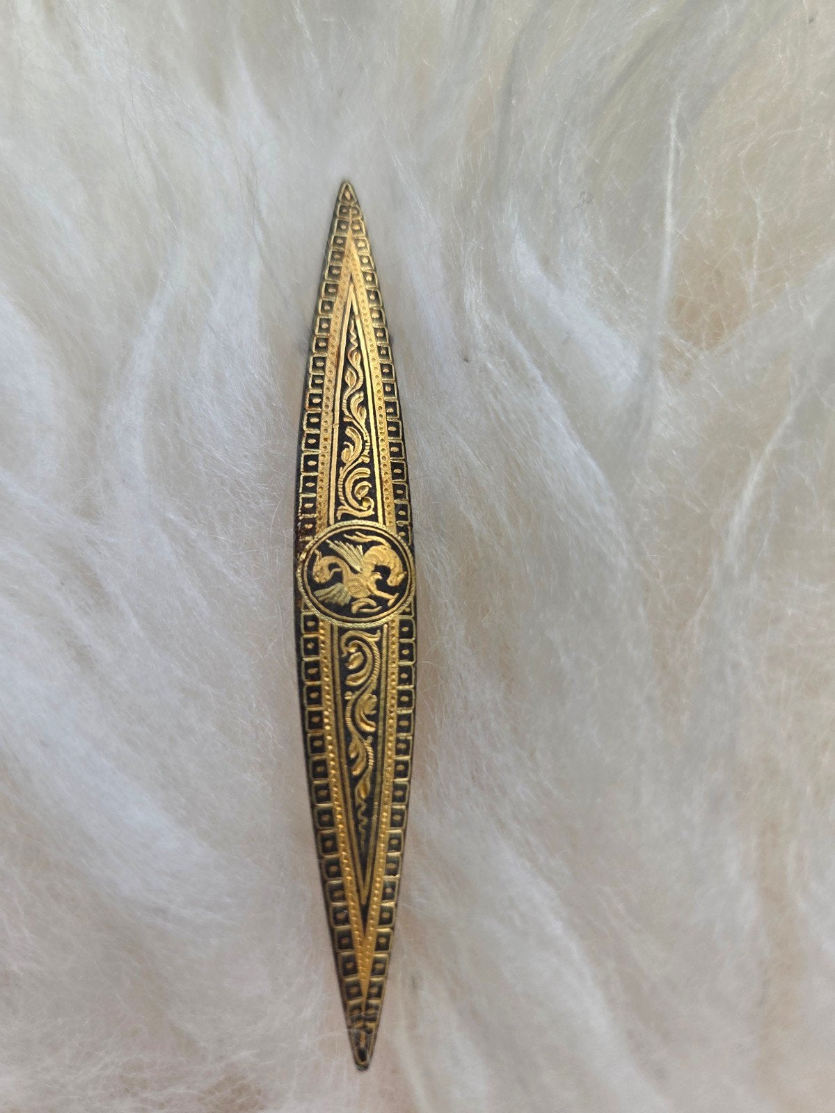Vintage Broche Goudkleurig met Uniek Patroon, Overige materialen, 4 tot 7 cm, Gebruikt, Ophalen of Verzenden